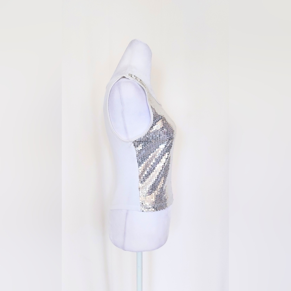 Wet Seal Sequined Cropped Tank Top White Size Small - Picture 6 of 7
